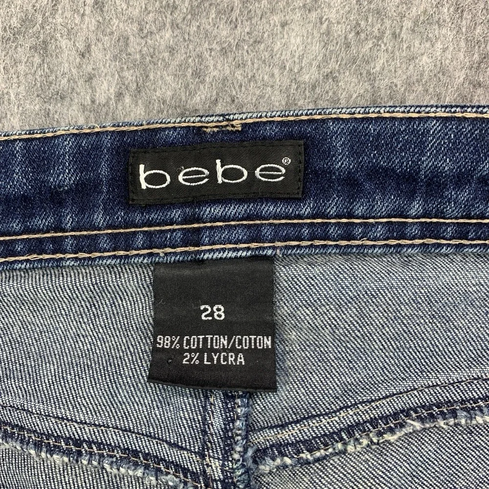 Bebe Women's Denim Blue Jeans Flare Mid Rise Size 28x31.5 - Picture 5 of 14